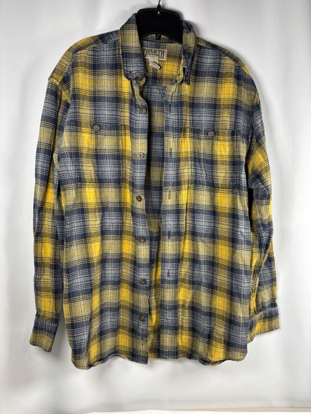 Duluth Trading Co Men's Flannel Shirt Button Down M Cotton Yellow Plaid